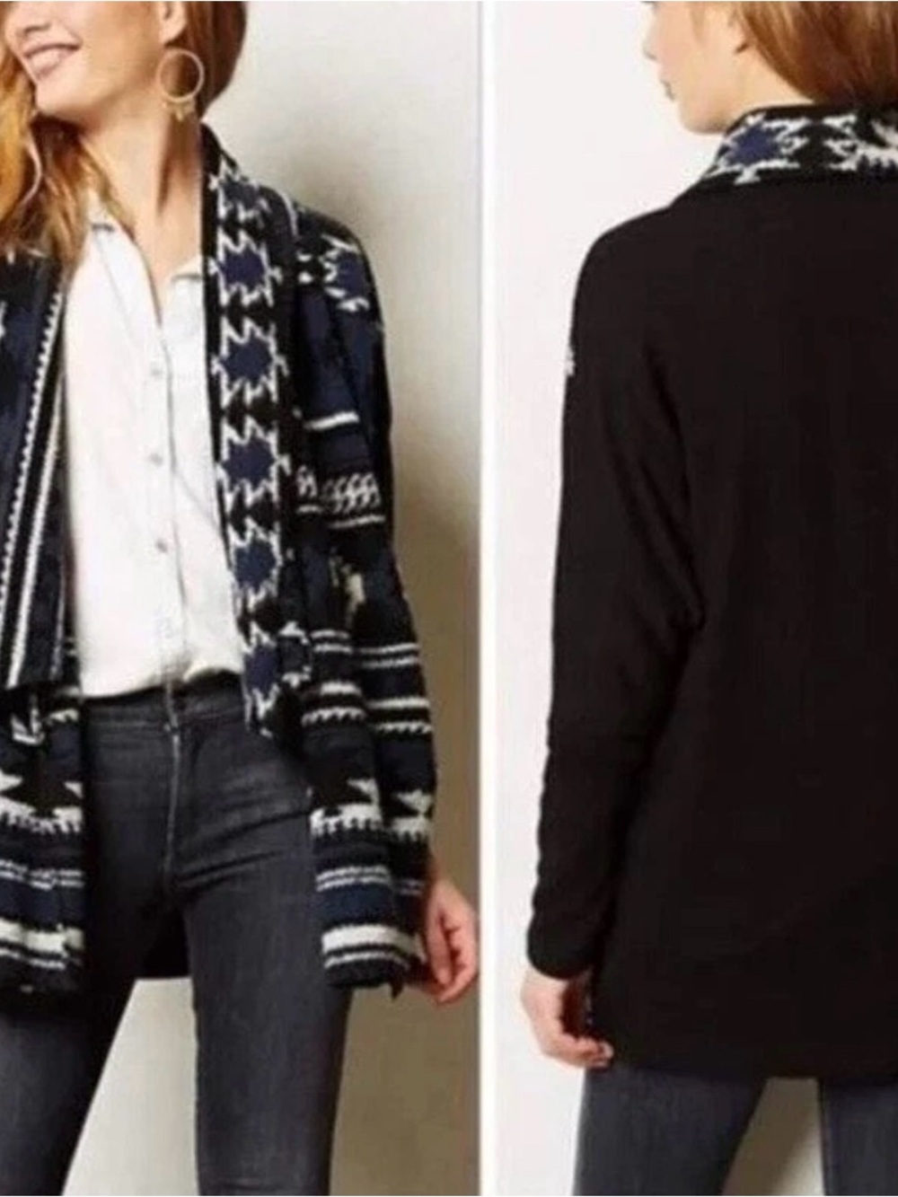 Dolan Anthropologie Santiam Aztec Patterned Women's T-Shirt Cardigan M